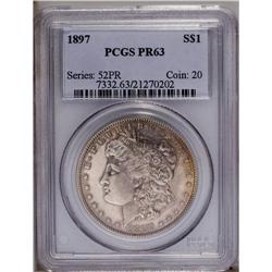 1897 S$1 PR63 PCGS. The luster is somewhat subdued, wi