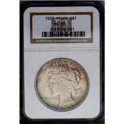 1921 S$1 MS65 NGC. A handsome example of this scarce f