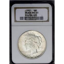 1921 S$1 MS65 NGC. Originally toned with darker accret