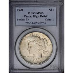 1921 S$1 PEACE MS65 PCGS.From The Indiana Undertaker C