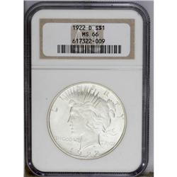 1922-D S$1 MS66 NGC.From The Indiana Undertaker Collec