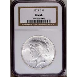 1923 S$1 MS66 NGC. Fully struck with frosty white lust
