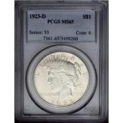 1923-D S$1 MS65 PCGS. This untoned and carefully prese