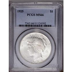 1925 S$1 MS66 PCGS. Frosty full luster radiates from e