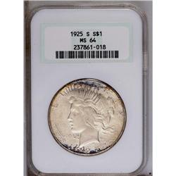 1925-S S$1 MS64 NGC. Nicely struck for this conditiona