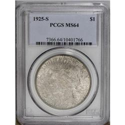 1925-S S$1 MS64 PCGS. A rich coating of speckled charc