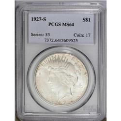 1927-S S$1 MS64 PCGS.From The Indiana Undertaker Colle