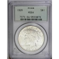 1928 S$1 MS64 PCGS. A shimmering, untoned example that