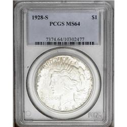 1928-S S$1 MS64 PCGS. Deep russet-gray and amber tonin