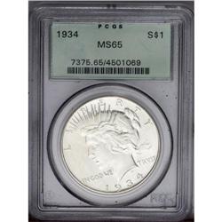 1934 S$1 MS65 PCGS. A highly lustrous and essentially