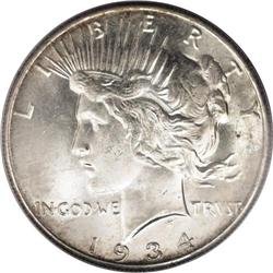 1934-S S$1 MS64 PCGS. Well defined, as is more typical