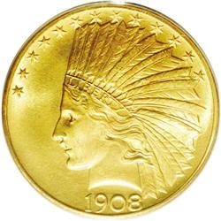 1908 $10 Motto MS66 PCGS. Ex: Duckor. President Th