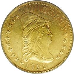 1795 $10 13 Leaves AU53 PCGS. Breen-6830, B. 4-B, Tara
