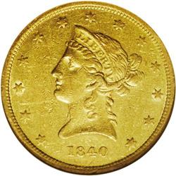1840 $10 AU55 NGC. Reasonably well struck with typical