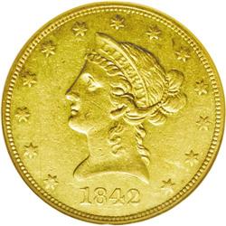 1842-O $10 AU53 NGC. This early O-mint issue tends to