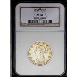 1858-O $10 XF45 NGC.From The Steve Glenn Collection.