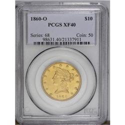 1860-O $10 XF40 PCGS.From The Steve Glenn Collection.