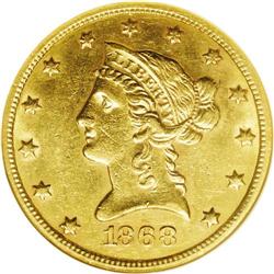 1868-S $10 AU55 NGC. Although the San Francisco Mint r