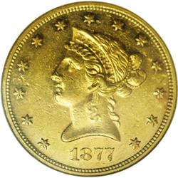 1877 $10 AU58 Prooflike NGC.From The Steve Glenn Colle