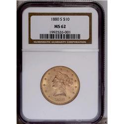 1880-S $10 MS62 NGC. A fully lustrous and moderately a