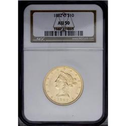 1882-O $10 AU50 NGC.From The Steve Glenn Collection.