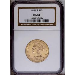 1884-S $10 MS61 NGC. This bright representative exhibi