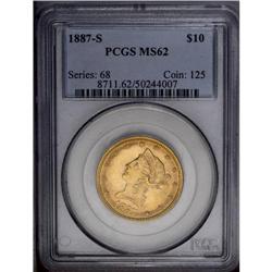 1887-S $10 MS62 PCGS. A brilliant example of this scar