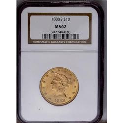 1888-S $10 MS62 NGC. Potent luster and a precise strik