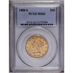 1888-S $10 MS62 PCGS. An intricately struck Liberty Mo