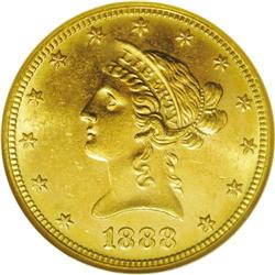 1888-S $10 MS64 NGC. This sharply struck eagle is one