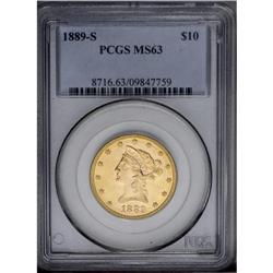 1889-S $10 MS63 PCGS. Sweeping luster and a penetratin