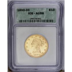 1890-CC $10 AU58 ICG. This well struck piece has subst