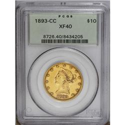 1893-CC $10 XF40 PCGS. Lustrous and bold for the XF40