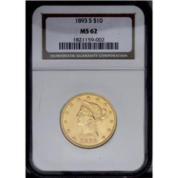 1893-S $10 MS62 NGC. This boldly struck better date Li
