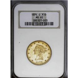 1894-O $10 MS62 NGC. An original honey-gold New Orlean