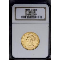 1895-S $10 AU58 NGC.From The Steve Glenn Collection.