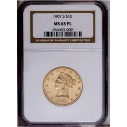 1901-S $10 MS63 Prooflike NGC. Breen-7075, "Very scarc