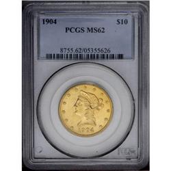 1904 $10 MS62 PCGS. A lustrous and lovely lemon-hued L