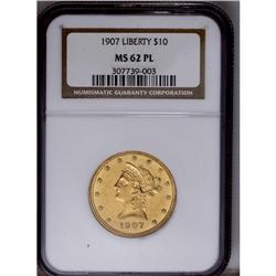1907 $10 Prooflike MS62 NGC. Very well struck with ric