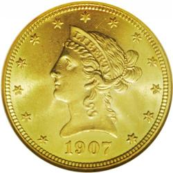1907-D $10 MS65 NGC. One of the Finest examples of thi
