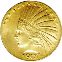 1907 $10 Wire Rim MS64 PCGS. The Wire Edge ten is one