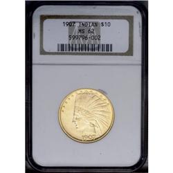 1907 $10 NO MOTTO MS62 NGC.From The Steve Glenn Collec