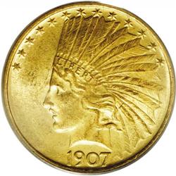 1907 $10 No Motto MS63 PCGS. A popular two-year type c