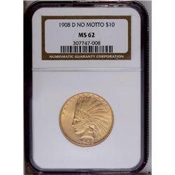 1908-D $10 No Motto MS62 NGC. A much underrated issue,