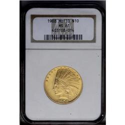 1908 $10 MOTTO MS61 NGC.From The Steve Glenn Collectio