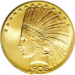 1908-S $10 MS66 PCGS. Representative of the initial Sa
