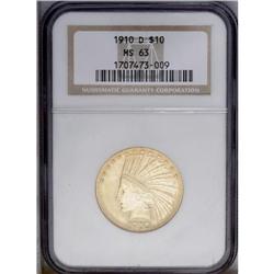 1910-D $10 MS63 NGC. This carefully preserved gold typ