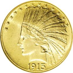 1913 $10 MS61 NGC. Highly lustrous and potentially fin