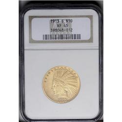 1913-S $10 XF45 NGC.From The Steve Glenn Collection.