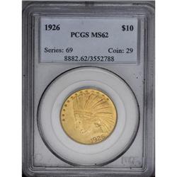 1926 $10 MS62 PCGS. Lustrous and richly toned with a t